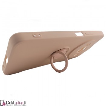 Silikoninis dėklas su žiedu ir kameros apsauga - rausvas (Xiaomi Redmi A3)